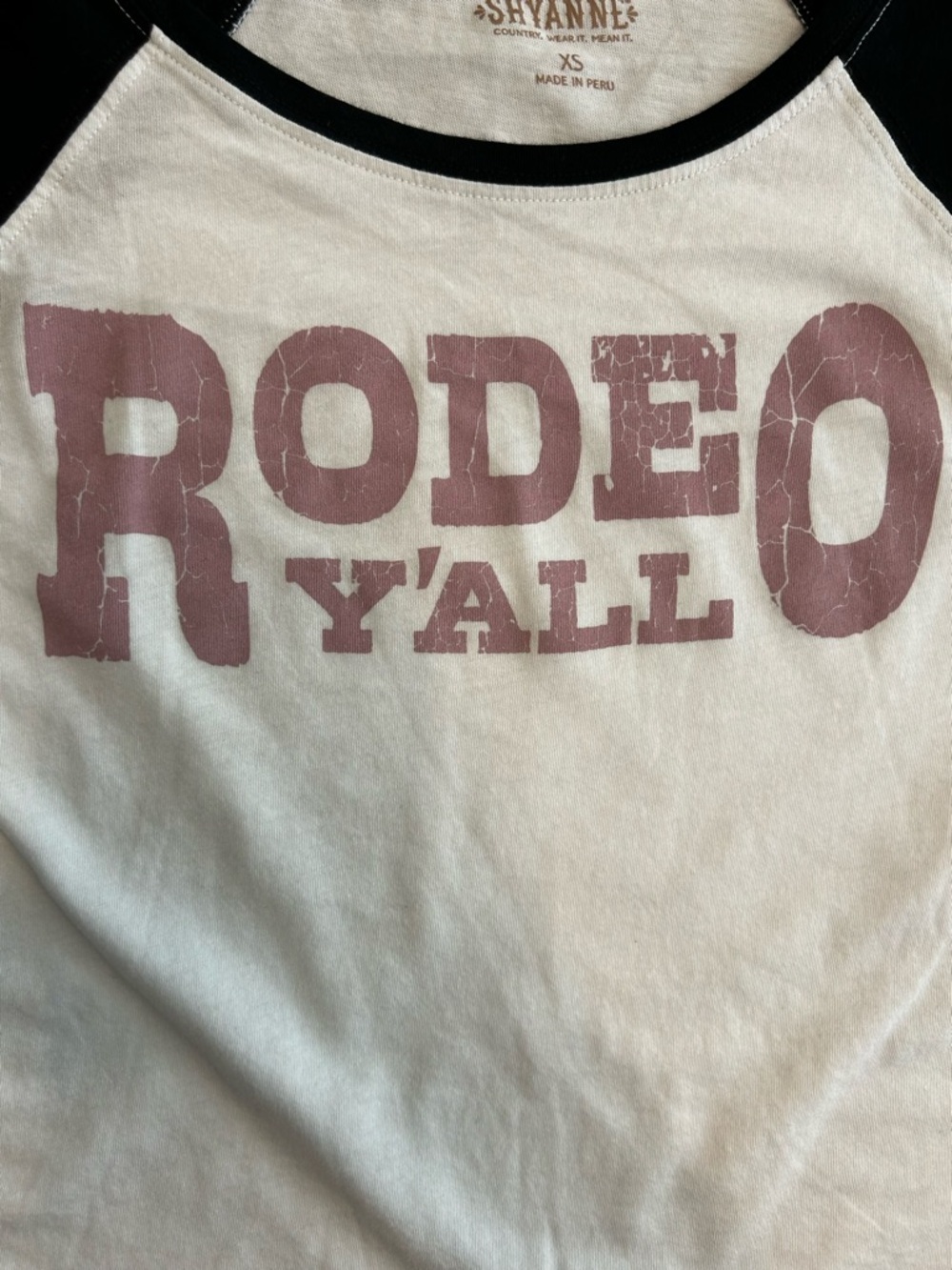 Shyanne XS Coast Cowgirl Rodeo Y’all Raglan bell sleeve Baby Tee country concert - Picture 11 of 12
